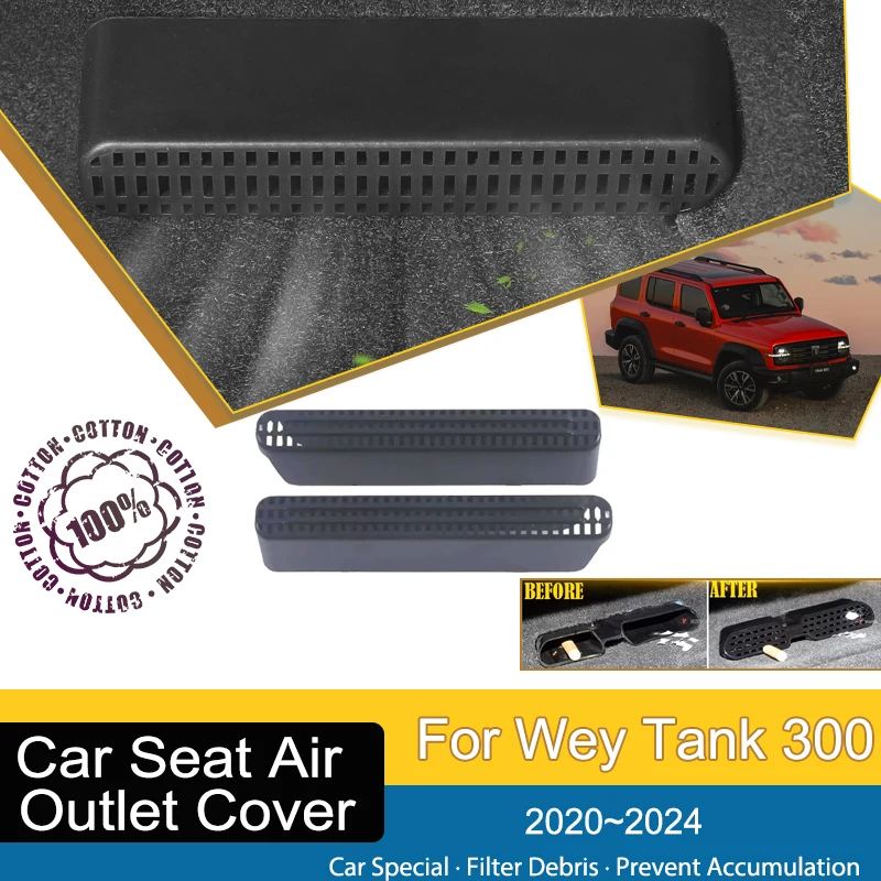 

Car Air Condition Vent Covers For GWM Wey Tank 300 2020 2021~2024 ABS Under Seat Moulding Outler Films Stylings Car Accessories