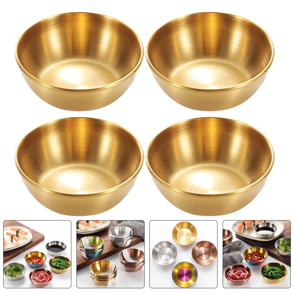 

4 Pcs Pickles Stainless Steel Dipping Cup Condiment Containers with Lids Metal Bowl