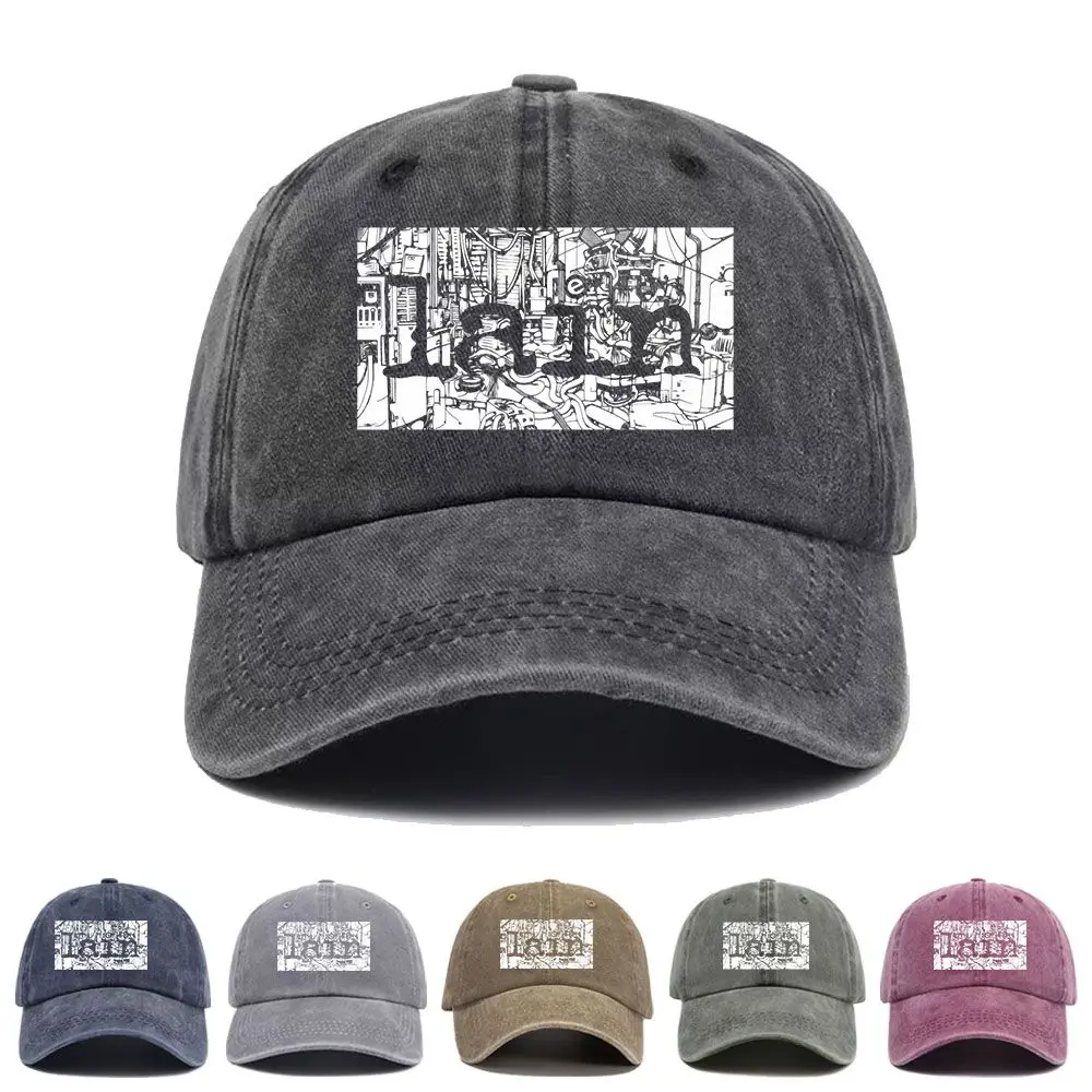 Vintage Washed Baseball Cap Serial Experiments Lain Anime Sun Shade Print Graphic Unisex Casual Trucker Style Cotton Hat