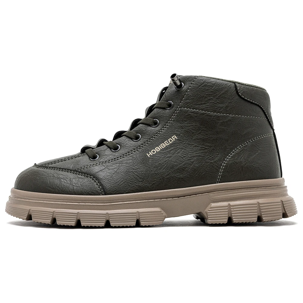 HOBIBEAR Men's Wide Toe Box Ankle Boots Artificial Leather Thick Platform Boots Lace Up | Slip-On Two Ways Mid-Top Walking Shoes view 3