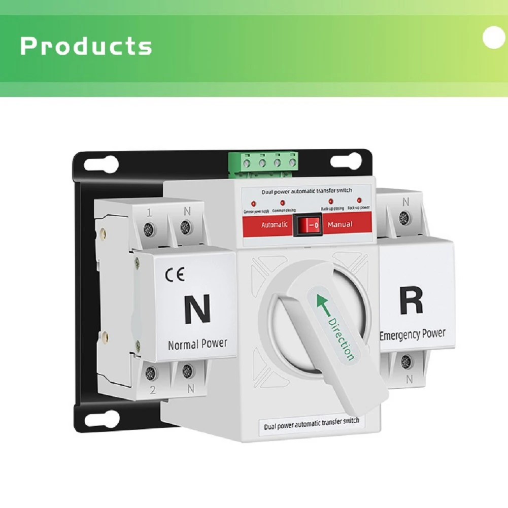 63A Double Power 2P Automatic Transfer Switch AC 230V for ATS with Phase Loss and Under Voltage Protection Functions
