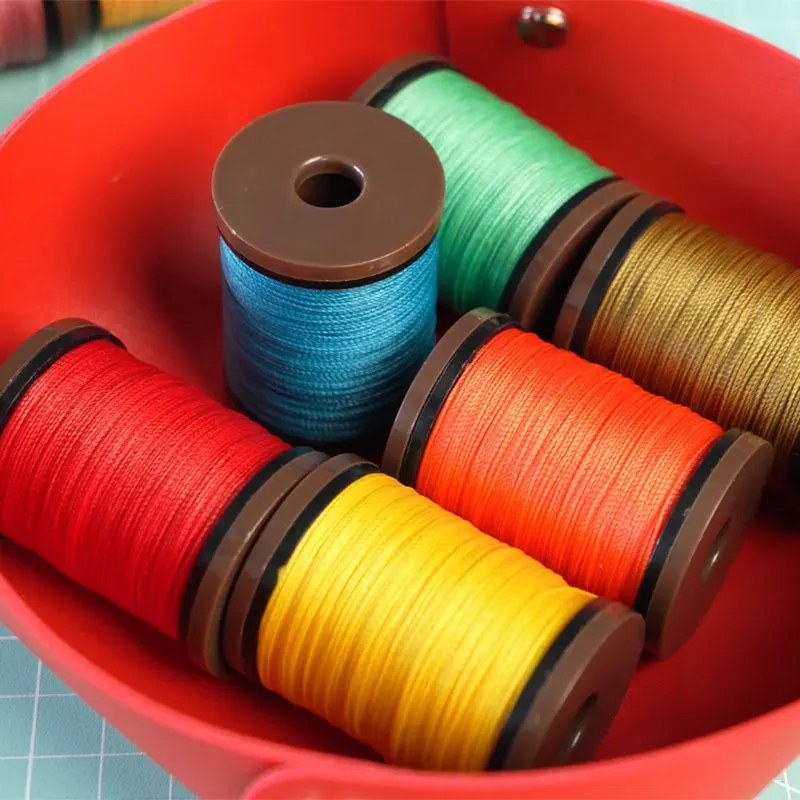 Non-split Strand Wax Thread 0.4-0.6mm Polyester Material Sinterable Round Waxed Cord Hand Sewing Leather Thread Strings for Bag