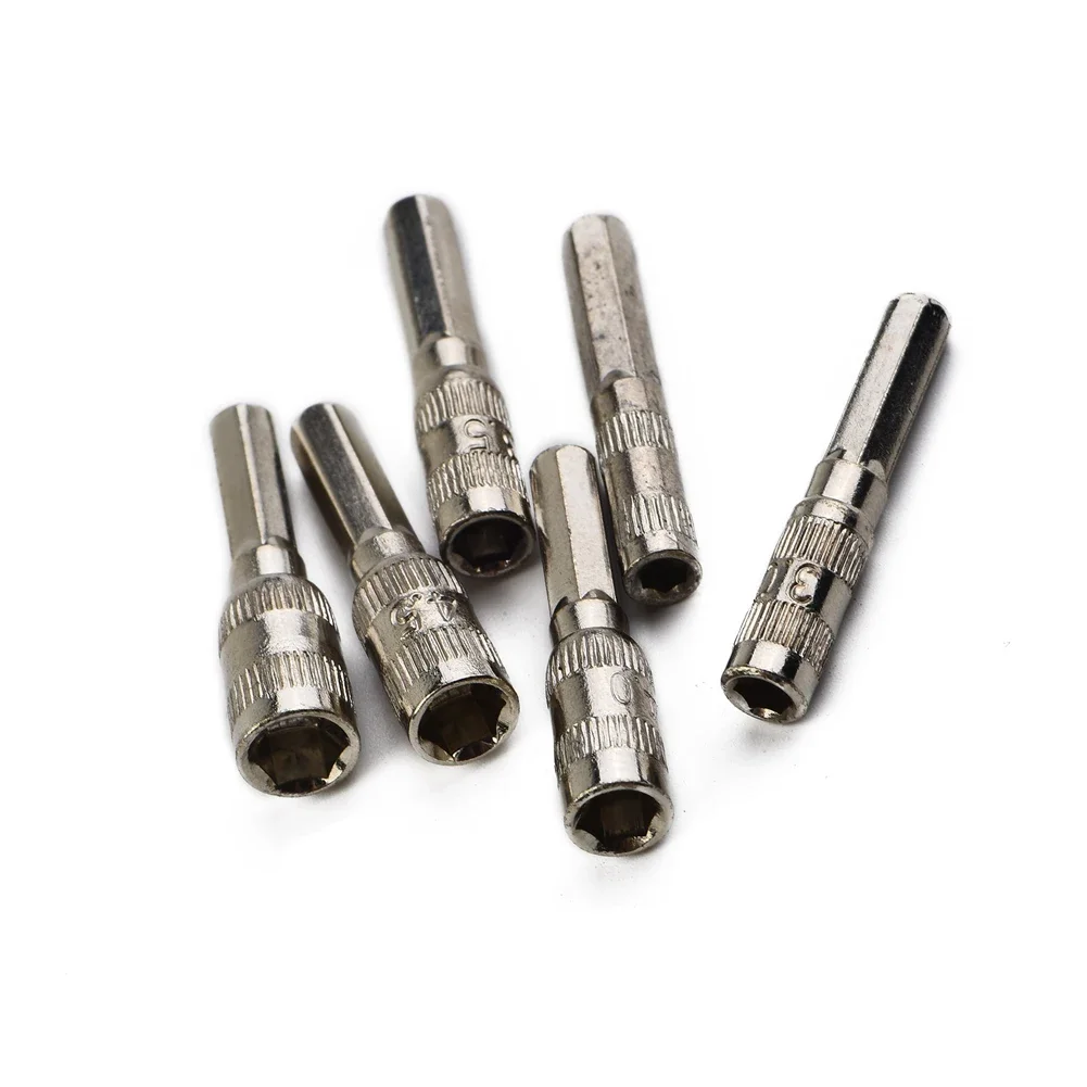 6 Point Hex Socket 6 In 1 Parts 6Points Replacement Accessories Silver Tone Bolts Socket Driver For Car Repairing