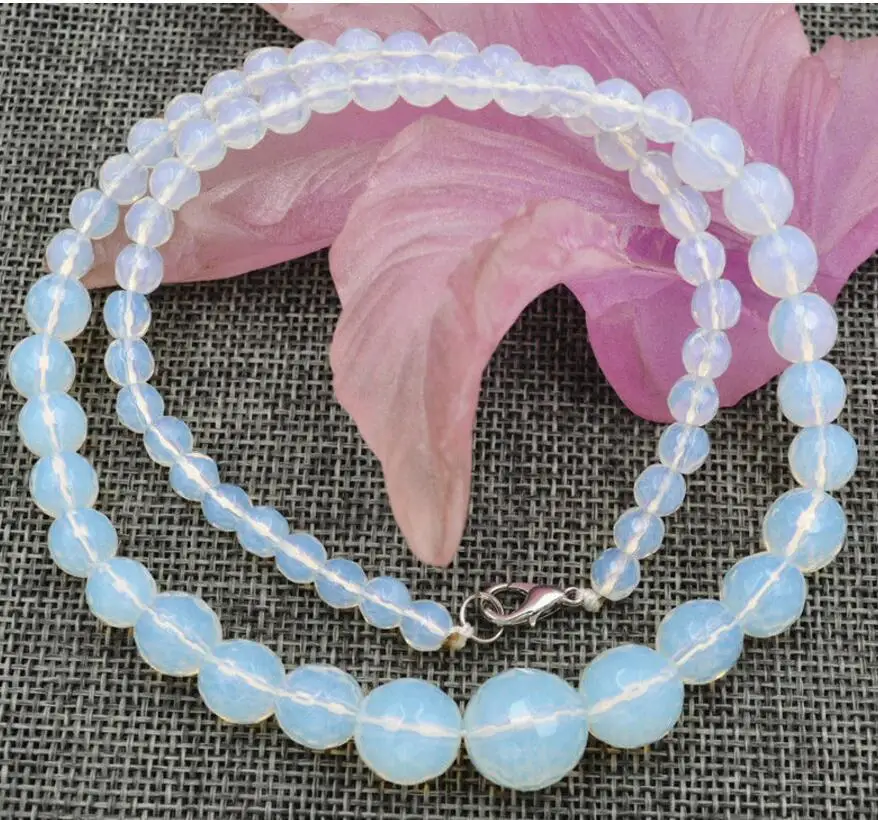 

Jewelry 6-14mm Sri Lanka Moonstone stone Beads Necklace 18''