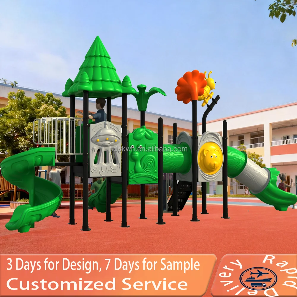 School Outdoor Multi-functional Playground Large Children's Slide & Swing Set Plastic Components Garden/Park Fitness Equipment