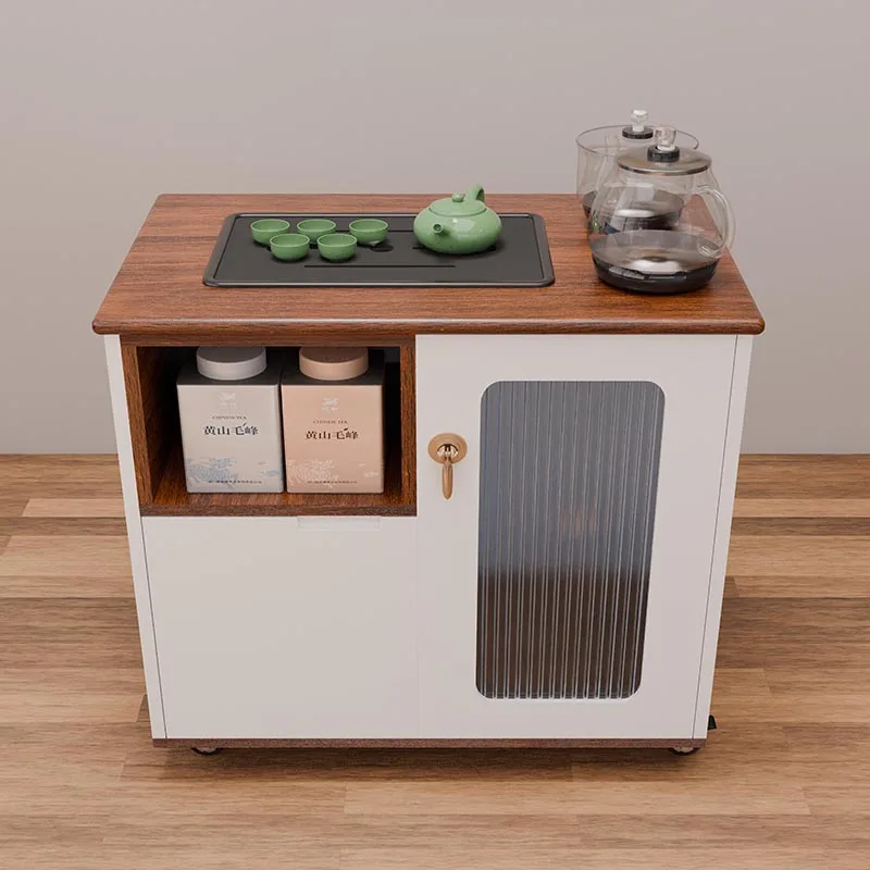 Balcony tea table household small apartment tea cabinet kettle integrated set mobile  table tea making multi-functional