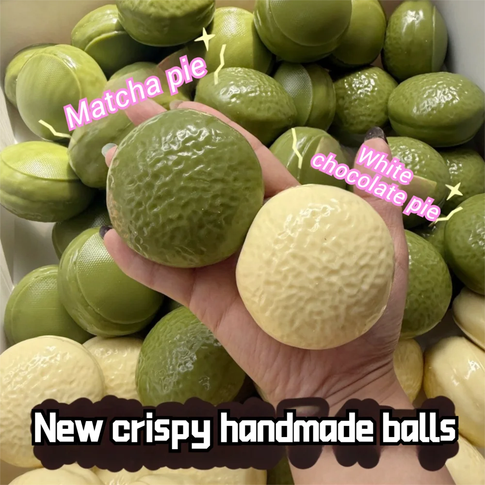 Crunchy Texture Stress Relief Ball Squeezing Sensory White Chocolate Matcha Squeeze Soft Candy Style Handcrafted Fidget Ball