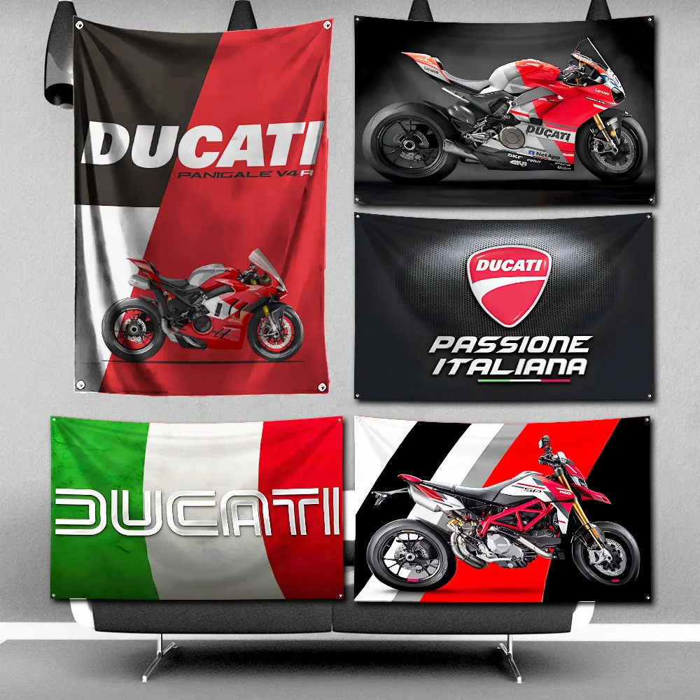 3x5 Ft Motorcycle Racing Flag Polyester Digital Printing Banner for Garage Wall Art Out Door Decoration D-d-ducatis- Grommets