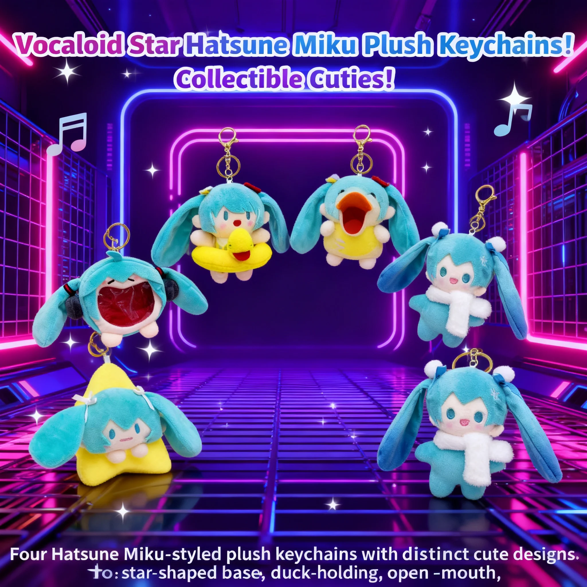 New Cartoon Girl Hatsune Miku Keychain Plush Doll Cute Backpack Charm Doll Toy Figure Anime Character Key Ring Soft Stuffed
