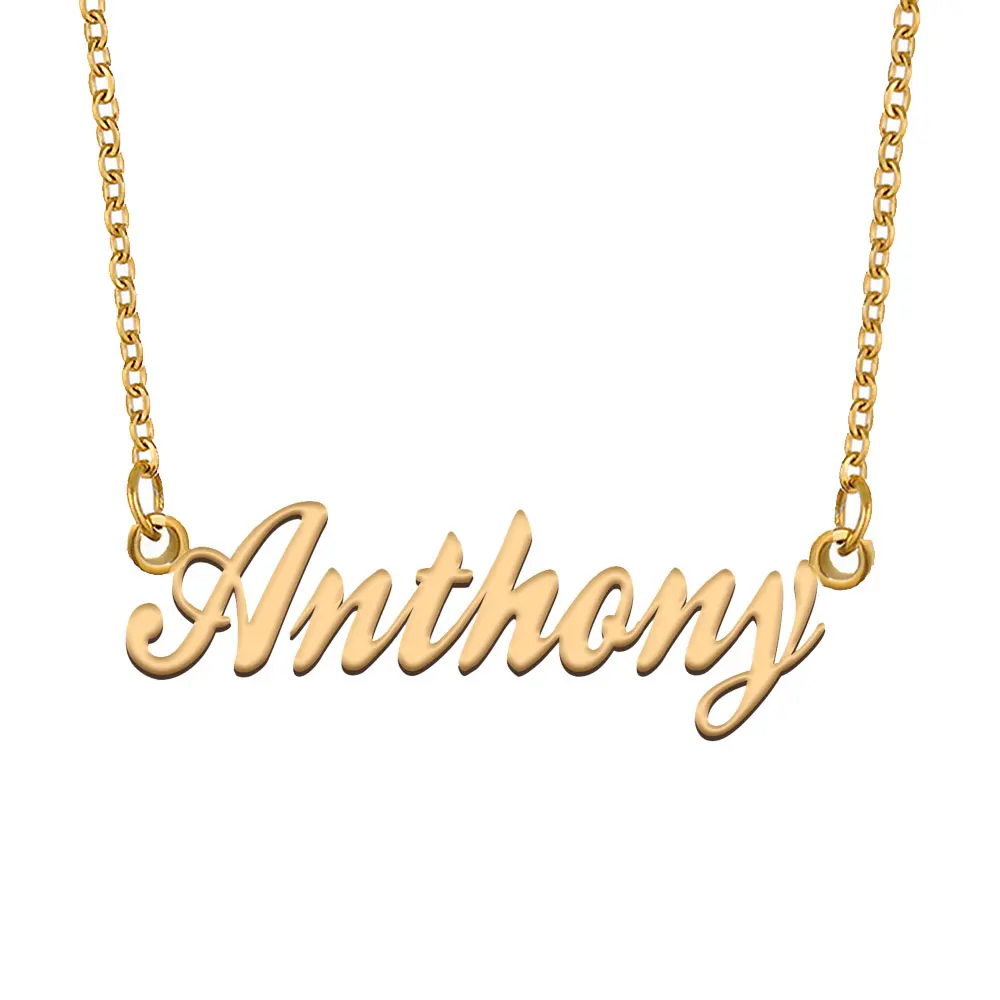 Anthony Name Necklace for Women Stainless Steel Jewelry Gold Plated Nameplate Pendant Femme Mothers Girlfriend Gift