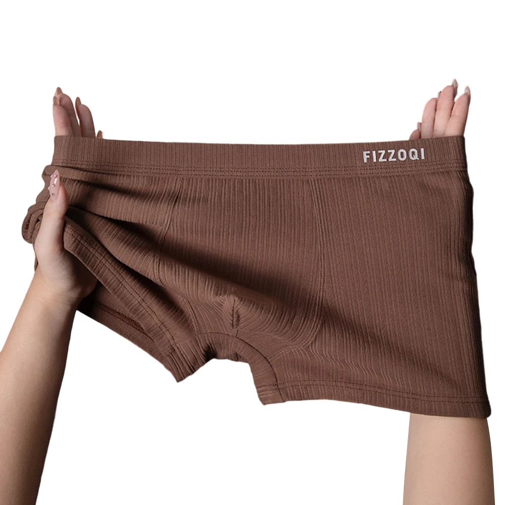 Men Simple Solid Striped Underwear Boxer Shorts U Convex Pouch Plus Size Trunks Breathable Underwear With Stretch Fit For Home