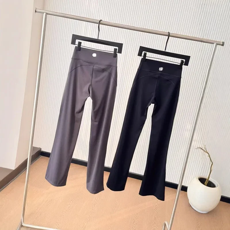 سراويل اليوغا النسائية غير الرسمية من Lulu ملابس خارجية واسعة لركوب الدراجات في الهواء الطلق والتحكم في البطن سراويل Sharkskin للتخسيس لربيع الخريف