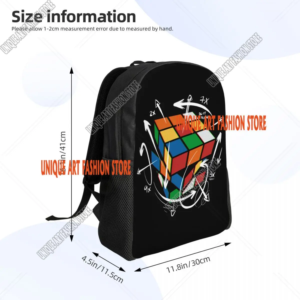 حقائب ظهر Rubix Rubiks Cube Math Formula للنساء والرجال وطلاب المدارس والجامعات حقيبة كتب تناسب حقائب الكمبيوتر المحمول السحرية مقاس 15 بوصة