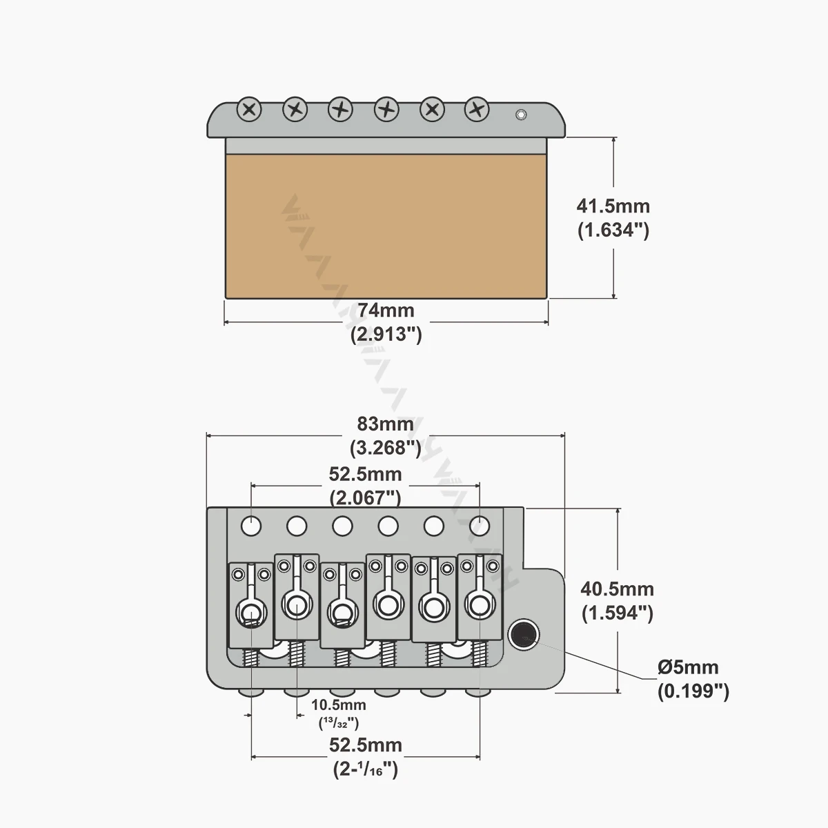 Imagem -06 - Cnc-ultra Brass Guitar Tremolo Bridge Parafusos Estilo Prs Borda de Faca para Guitarra Elétrica st 52.5 mm Cnc