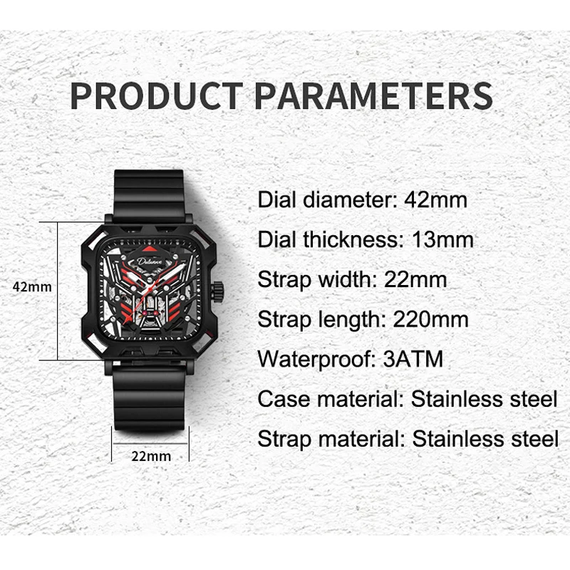 Mens Watches Top Luxury Brand Men Unique Design Sport Watch Men Automatic Mechanical Waterproof Wristwatch Relogio 2023