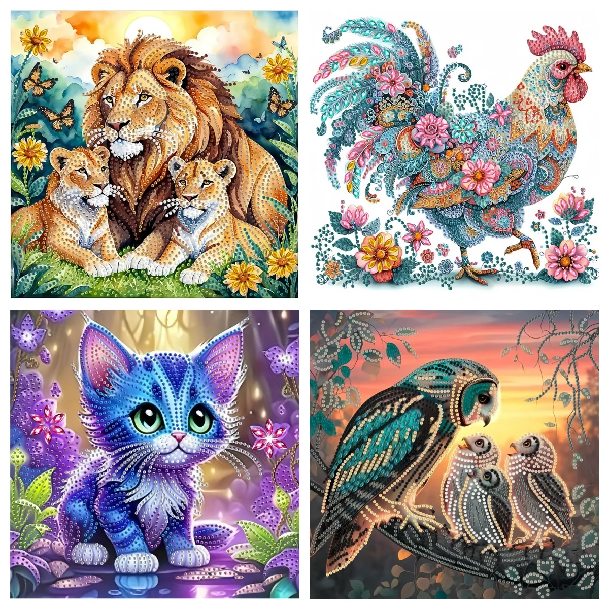 

1 набор алмазной живописи с рисунками животных и хрустальными драгоценными камнями для украшения своими руками, подходит для украшения дома