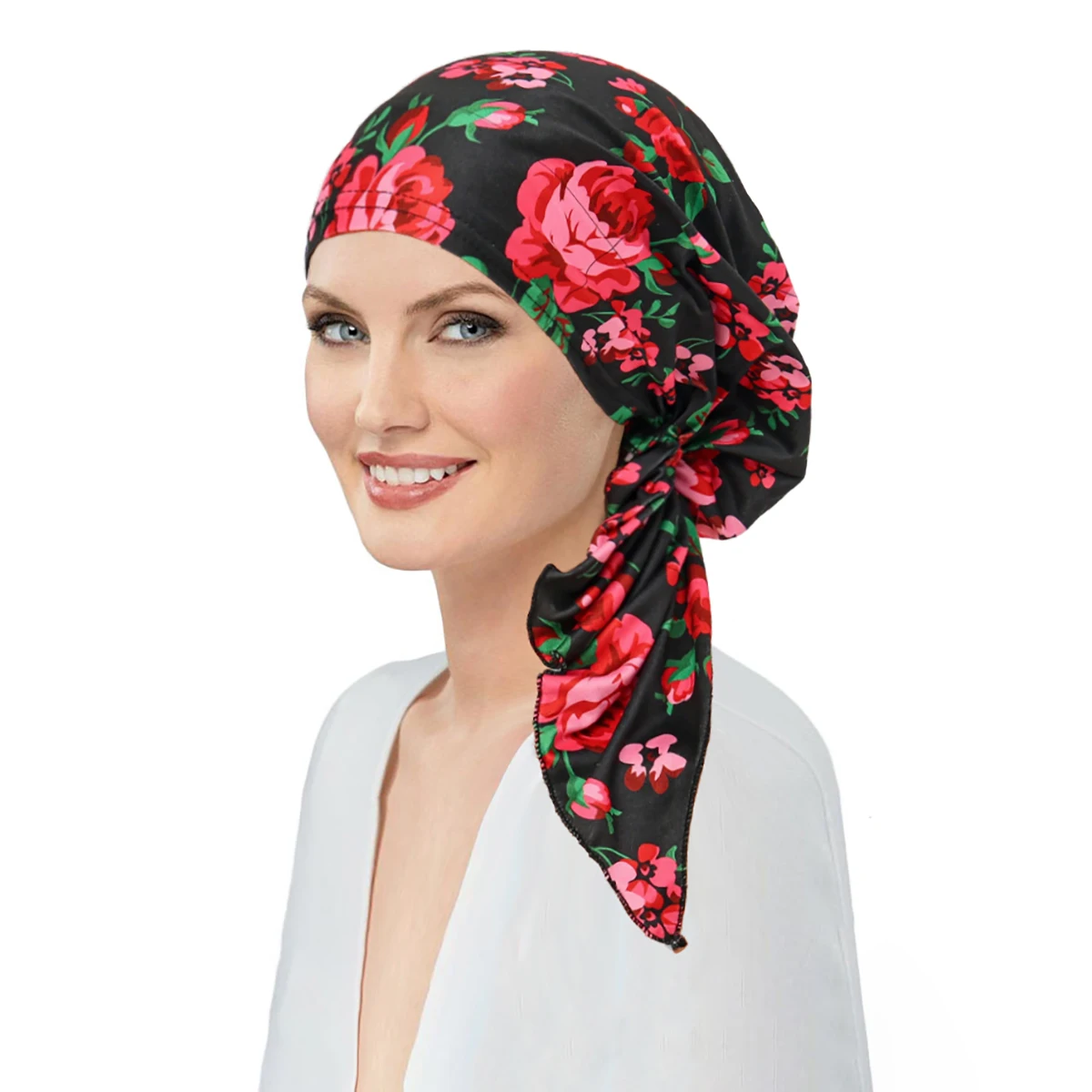 Ramadan Muslim Fashion Print Hijab Turban Hats Long Tail Head Wraps Elastic Hijab Hats Breathable Chemo Cap For Women Girls