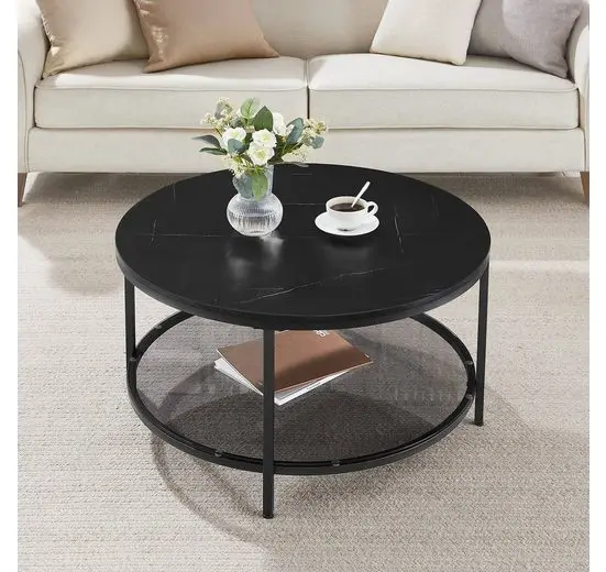 VASAGLE coffee table living room table sofa table for living room with glass top