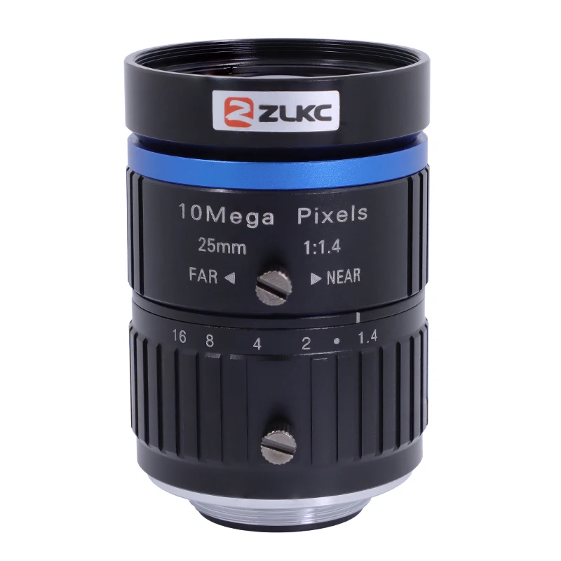 ZLKC 1'' Lens 25mm Fixed Focal Length 10MP F1.4 Good Light Transmission C Mount CCTV for Industrial Inspection Cameras