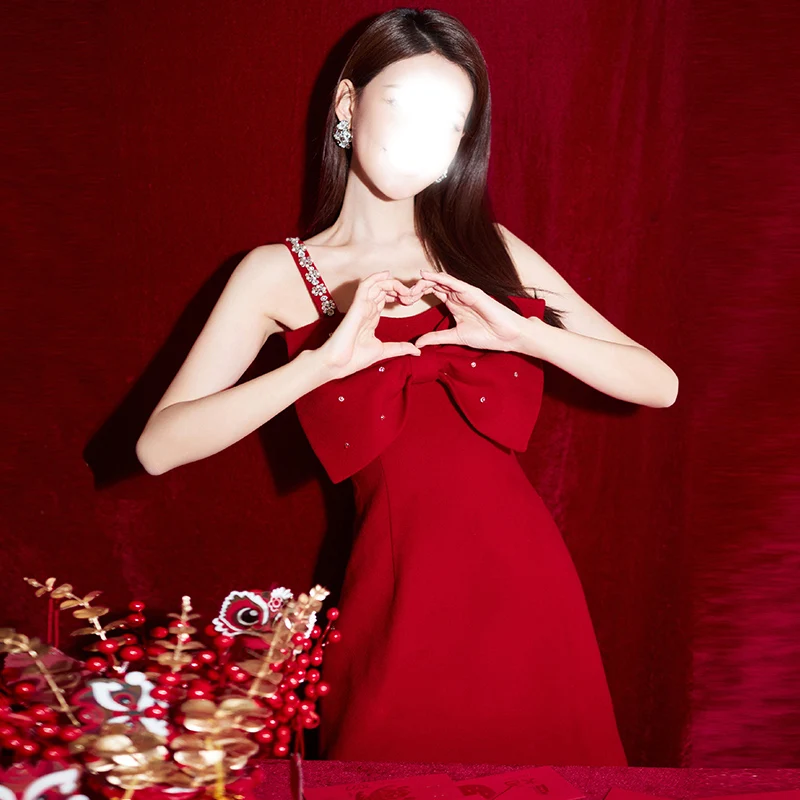 

Красное вечернее платье для женщин: короткое, с пайетками, со средней талией, для помолвки и свадьбы