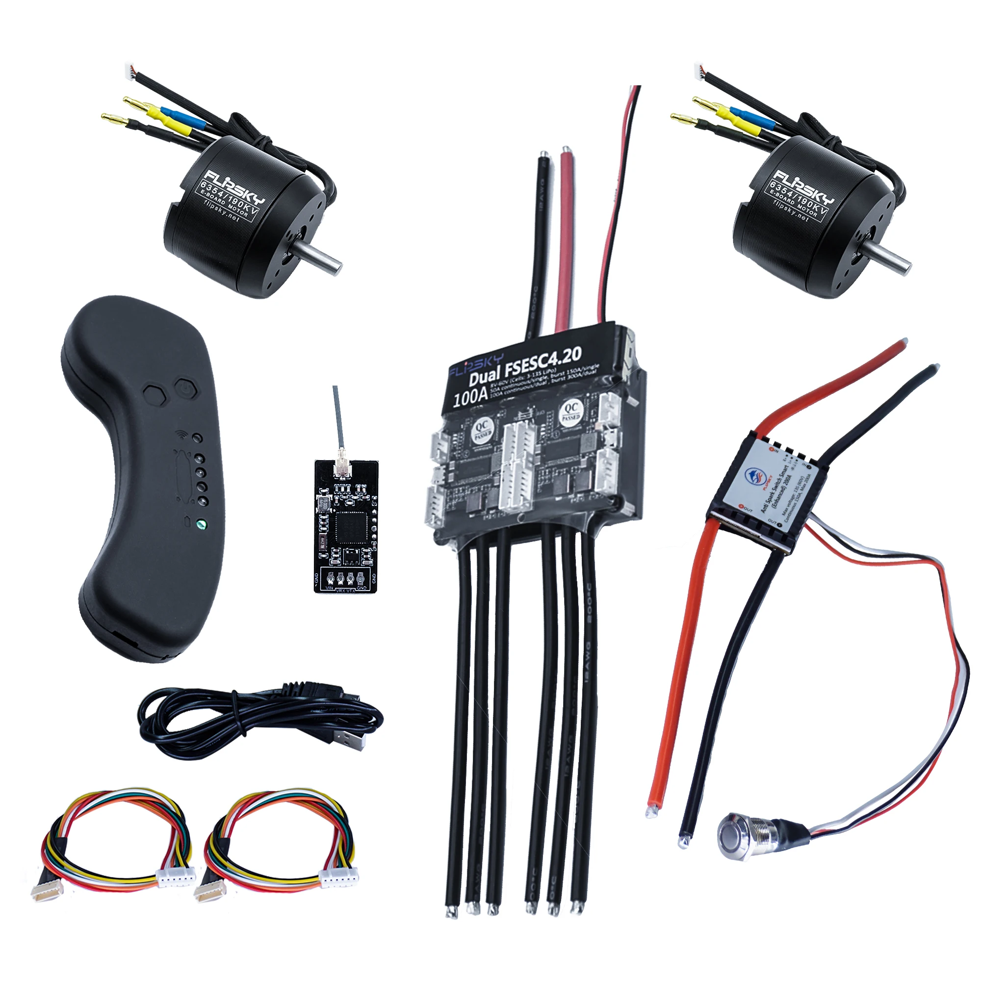 

Flipsky Group Electric Skateboard Kit (Includes Dual FSESC4.20 And 6354 Motors)