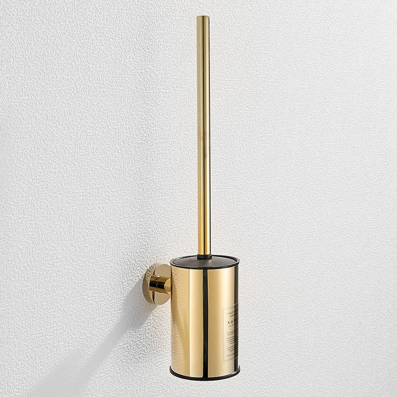 Golden Toilet Brush Holder Wall Mount Household WC Cleaning Tools Stainless Steel Bathroom Accessories FR06