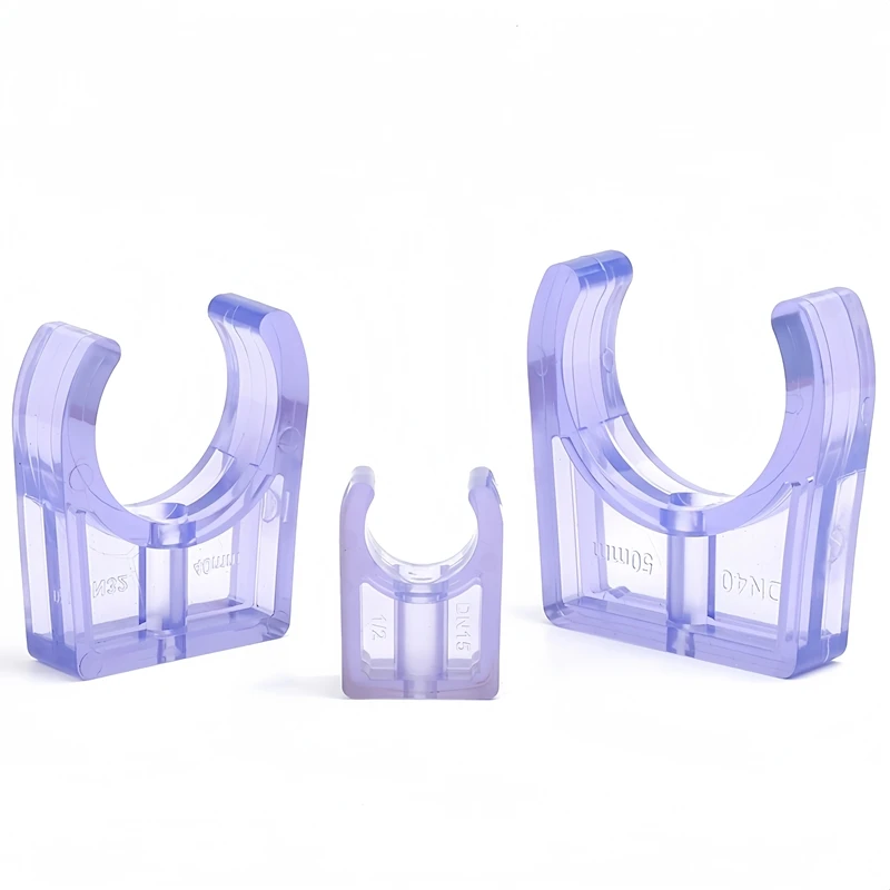 1PC I.D 20~110mm Transparent Blue UPVC U-shaped Pipe Clamp Garden Irrigation Tube Bracket Pipe Fitting Aquarium Fish Tank Joints