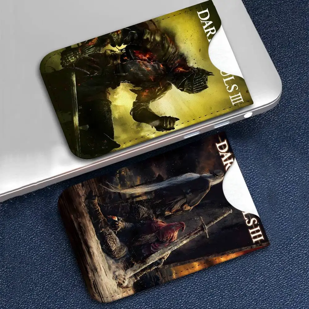 1pc D-Dark S-Souls 3 Creative Printed with Leather Protective Case Business Portable Letter Pattern Leather Credit Bags