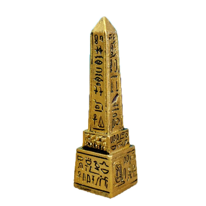 Obelisk Harz-Ornament mit Inschrift, spitz zulaufender Turm, Altägyptischer Gedenk-Souvenir, Pharao-Tischdekoration, Geschenk – Detail 10