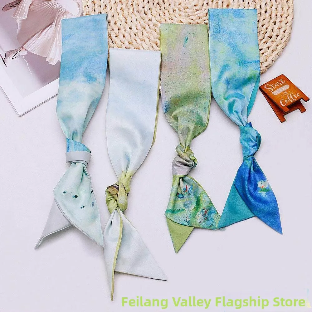 

Korean Style Dyed Silk Scarf Hairband Women's Hair Ties Vintage Individualized Long Ribbon Headwear Popular Internet Red