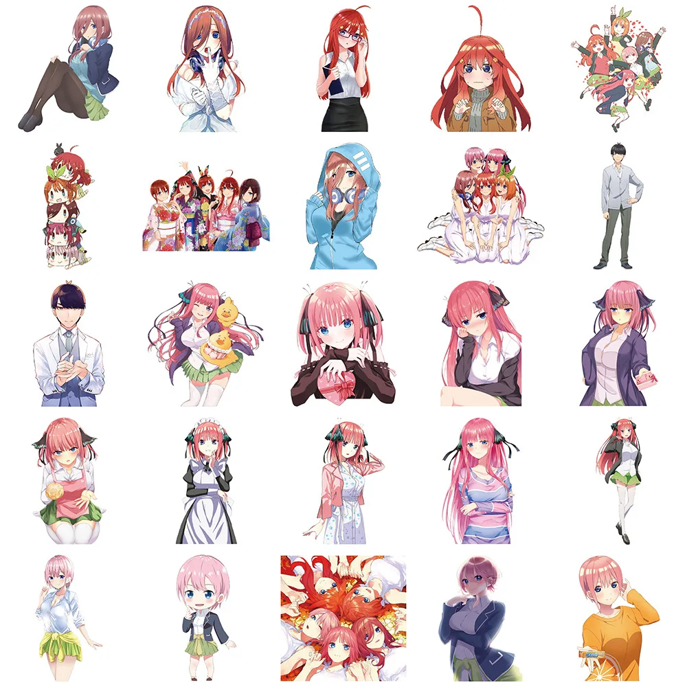 50pcs The Quintessential Quintuplets Cartoon Cute Sticker Luggage Scooter Computer Decorative Stickers