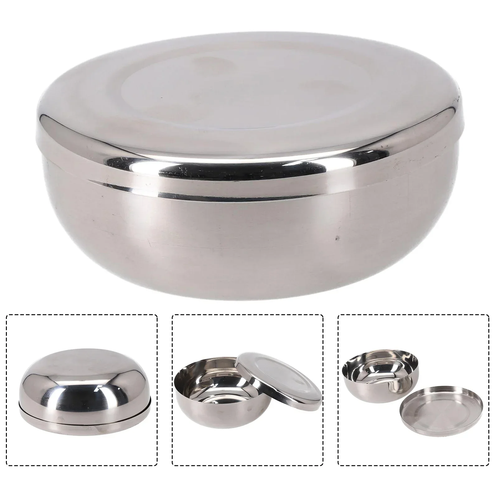 Outdoor Camping Bowl 12x5cm 420ml Capacity Easy To Clean Single Layer Stainless Steel Seasoning Dish Practical