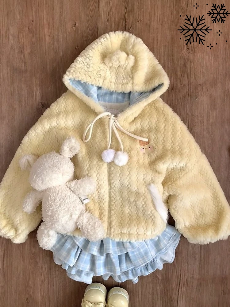 

Japanese Sweet Kawaii 2 Piece Sets Women Y2k Hooded Design Coat + Casual Skirts Harajuku Elegant Vintage Korean Popular Clothes