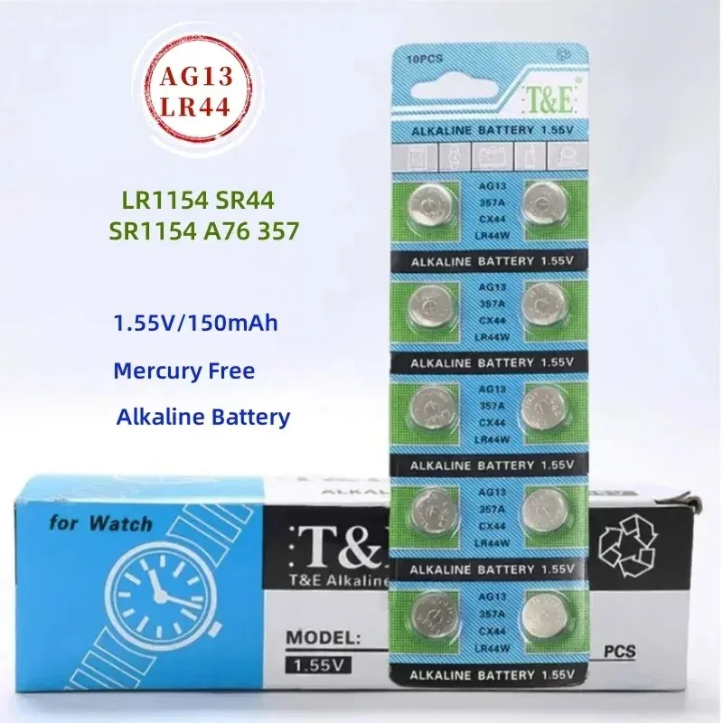 5-100PCS 1.55V AG13 LR44 L1154 RW82 SR1154 SP76 pila SR44 Button Batteries A76 LR1154 GP7 Cell Coin Watch Toys Remote Battery