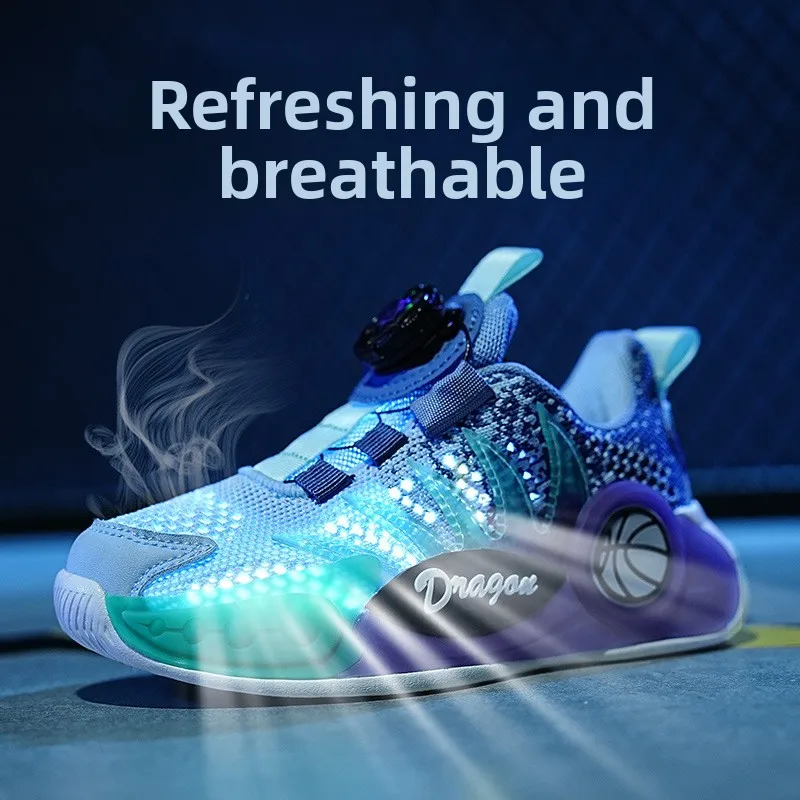 

2025 New Kids Basketball Sneakers Breathable Boys Basketball Shoes Quick Lacing Outdoor Sneakers Non Slip Girls Sport Shoes