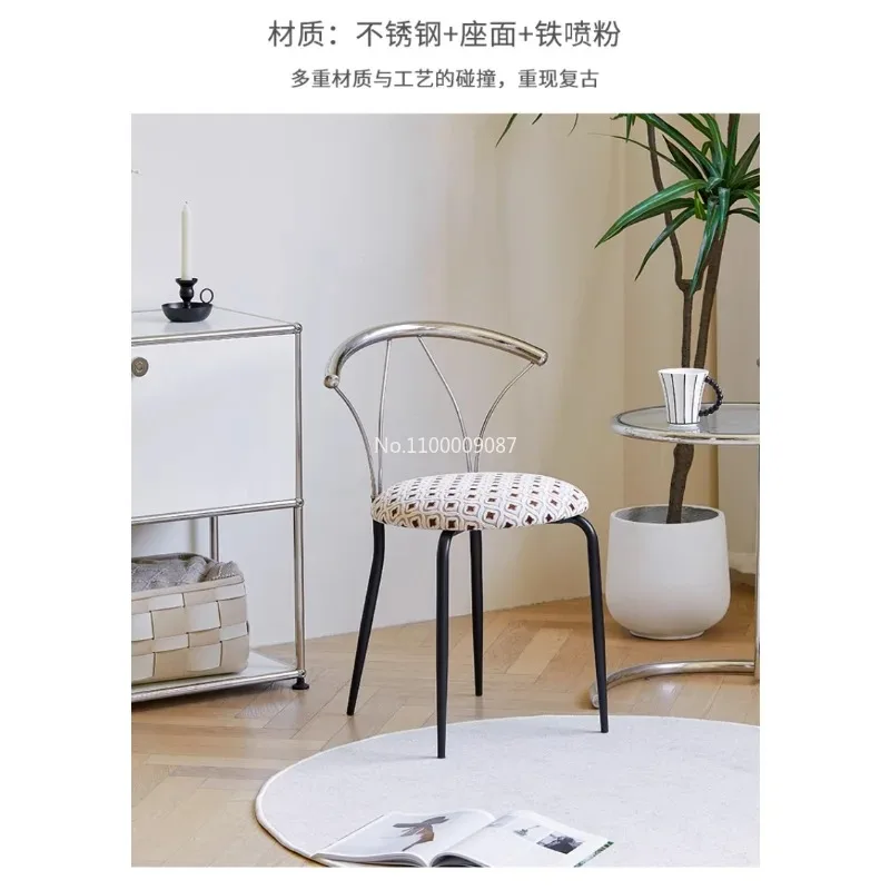 

Modern minimalist Nordic Internet celebrity INS creative stainless steel antique home restaurant backrest dining chair كراسي