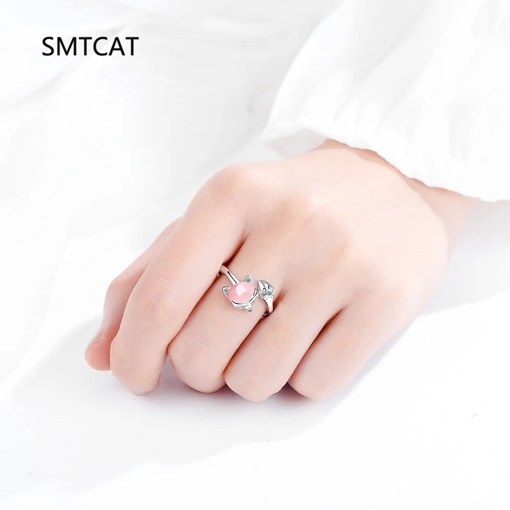 

Solid 925 Sterling Silver Fox Ring For Women Vintage Handmade Gift Animal Lovely Fox Opening Rings Anillos Party Birthday Gift