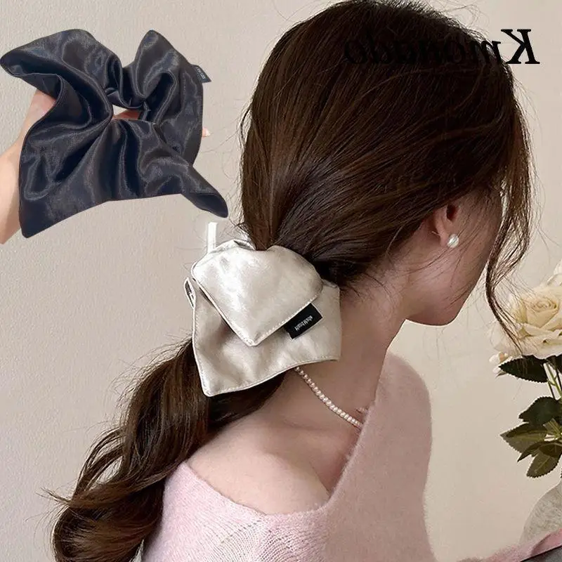 

Square Pleated Low Ponytail Holders Fashion Gentle Hair Ties Vintage New Hair Ring Light Luxury High-end Accessories For Women