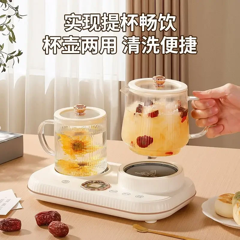 All-glass double cup health pot health pot home office small insulation heating constant temperature cup pad warm milk artifact