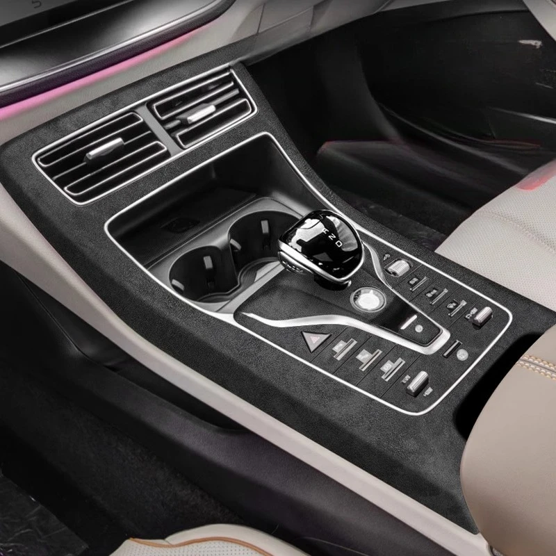 インテリア修正センターコンソールスエード製品-byd-秦プラス-dmi-ev-ギアシフトパネルドアトリム装飾ステッカー