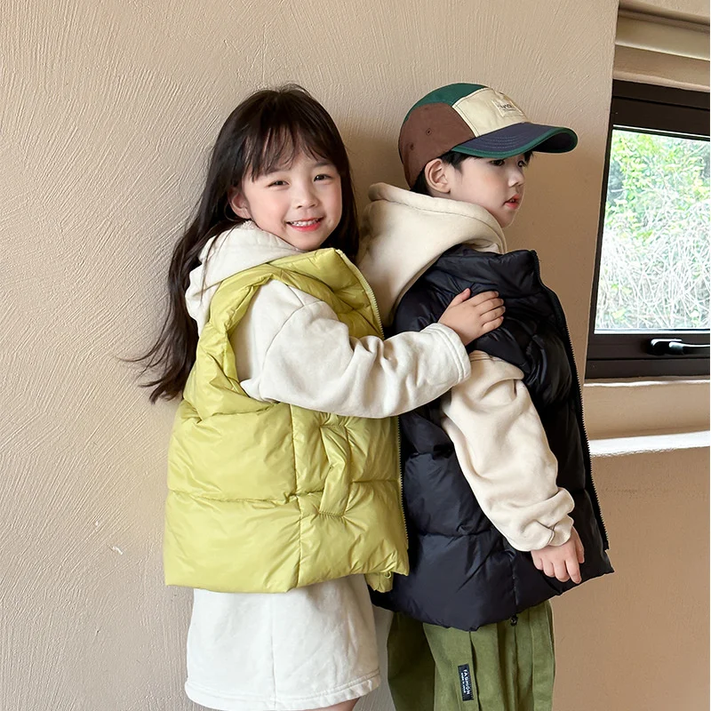 2023 New Children Jacket Warm Thicken Vest Baby Cotton Waistcoat Kids Outerwear Coat  Clothing Boys Girls  Fall Winter Vest