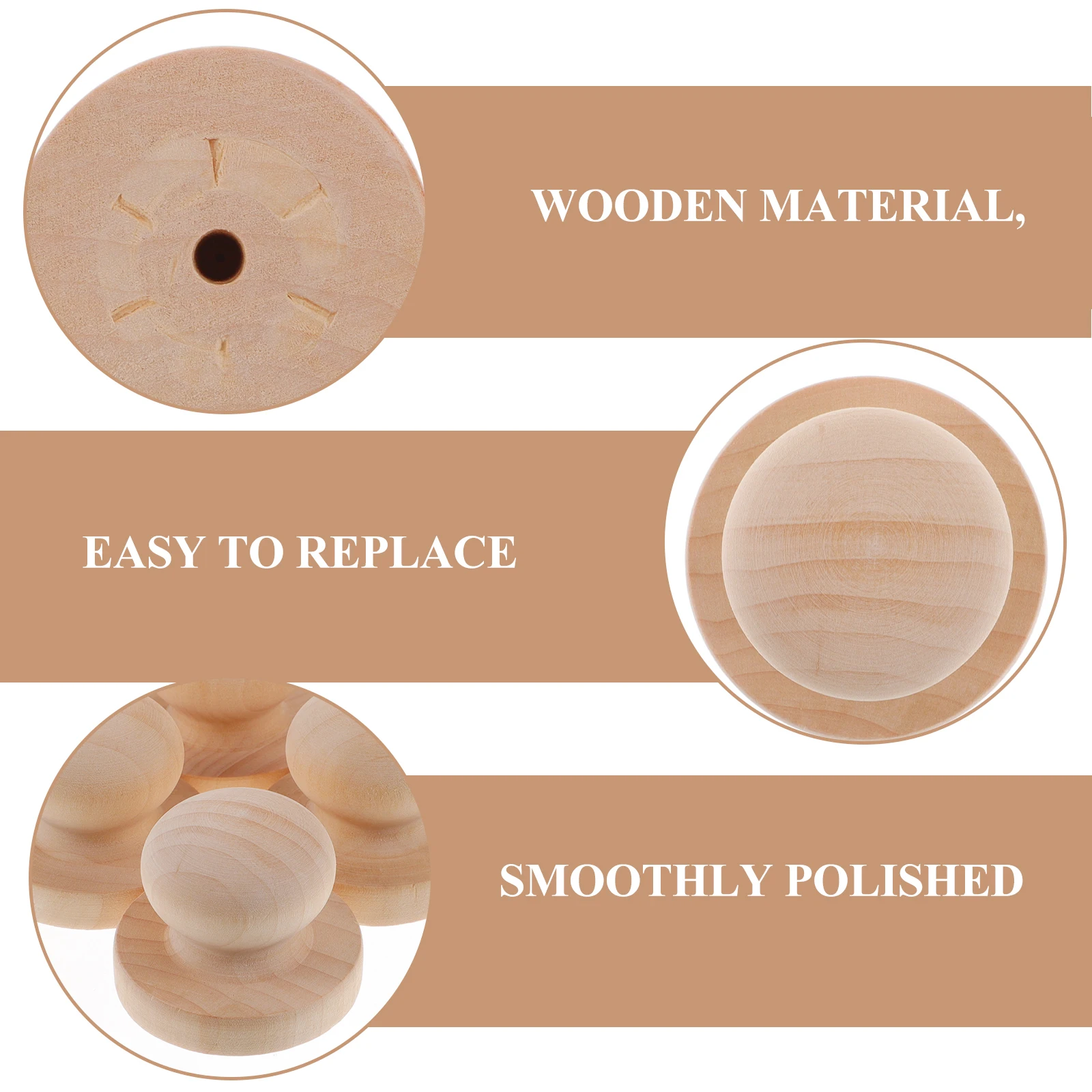 

5 Pcs Solid Wood Round Handle Seal Stamp Handles Diy Stamps for Scrapbooking Journaling Crafts