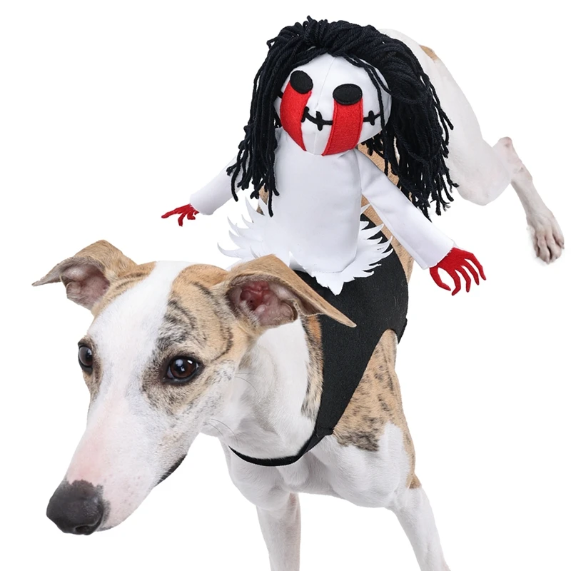 Halloween Dog Costume Funny Knight Sadako Ghost Outfit Knight Style Dog Cosplay Costume Sets Pet Clothing For Bulldog Dogs Coat