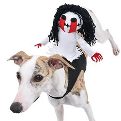 Halloween Dog Costume Funny Knight Sadako Ghost Outfit Knight Style Dog Cosplay Costume Sets Pet Clothing For Bulldog Dogs Coat