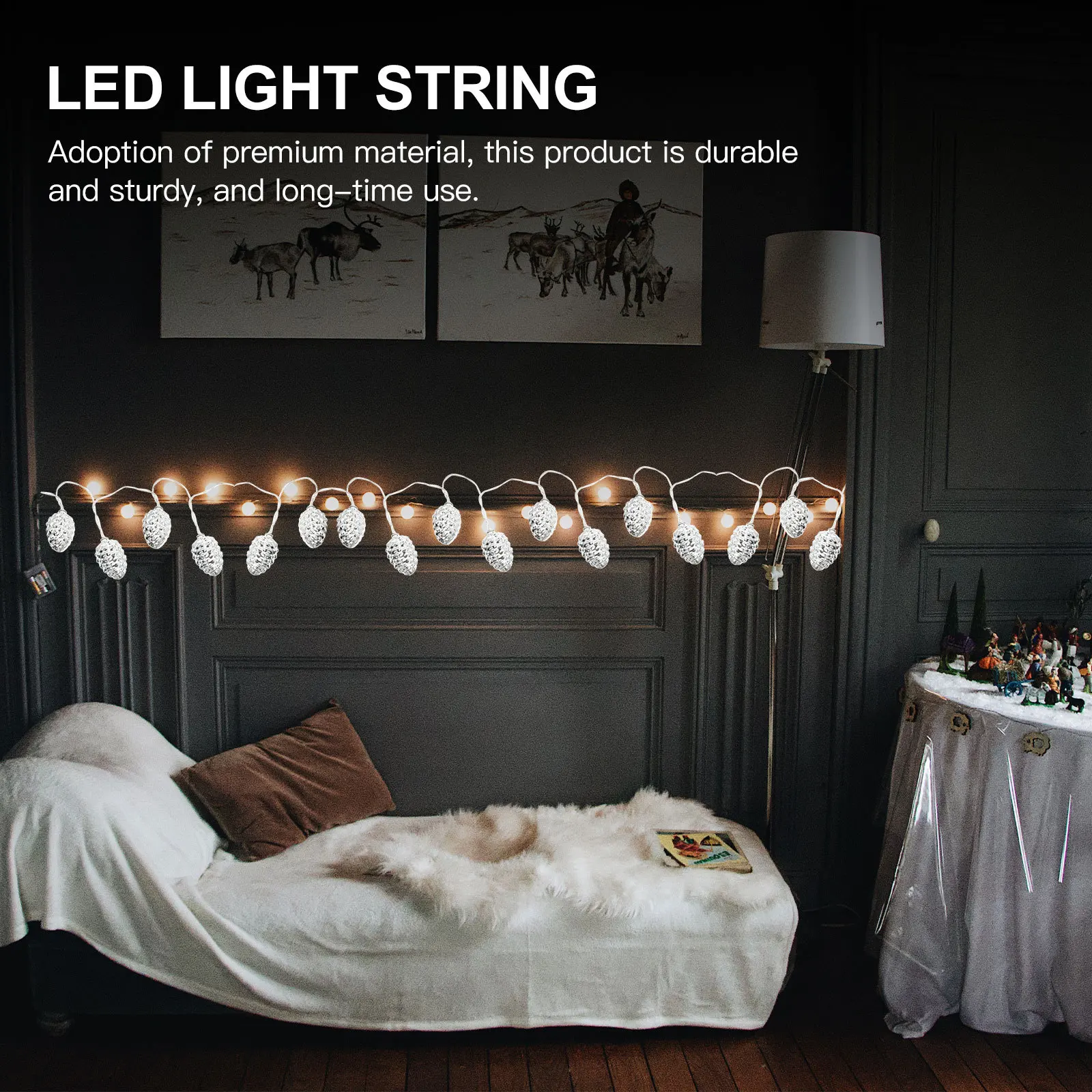 

1Set Snowflake LED Light String Creative Powered Decorative String Light for Christmas Party Warm Bedroom Ambiance