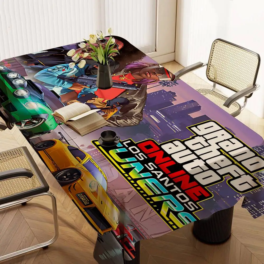 G-Grand GTA Theft Games Autoes مقاوم للماء مستطيل مفرش المائدة فييستا ديكور المنزل غرفة الطعام ديكور قابلة لإعادة الاستخدام الجدول لوازم الحفلات