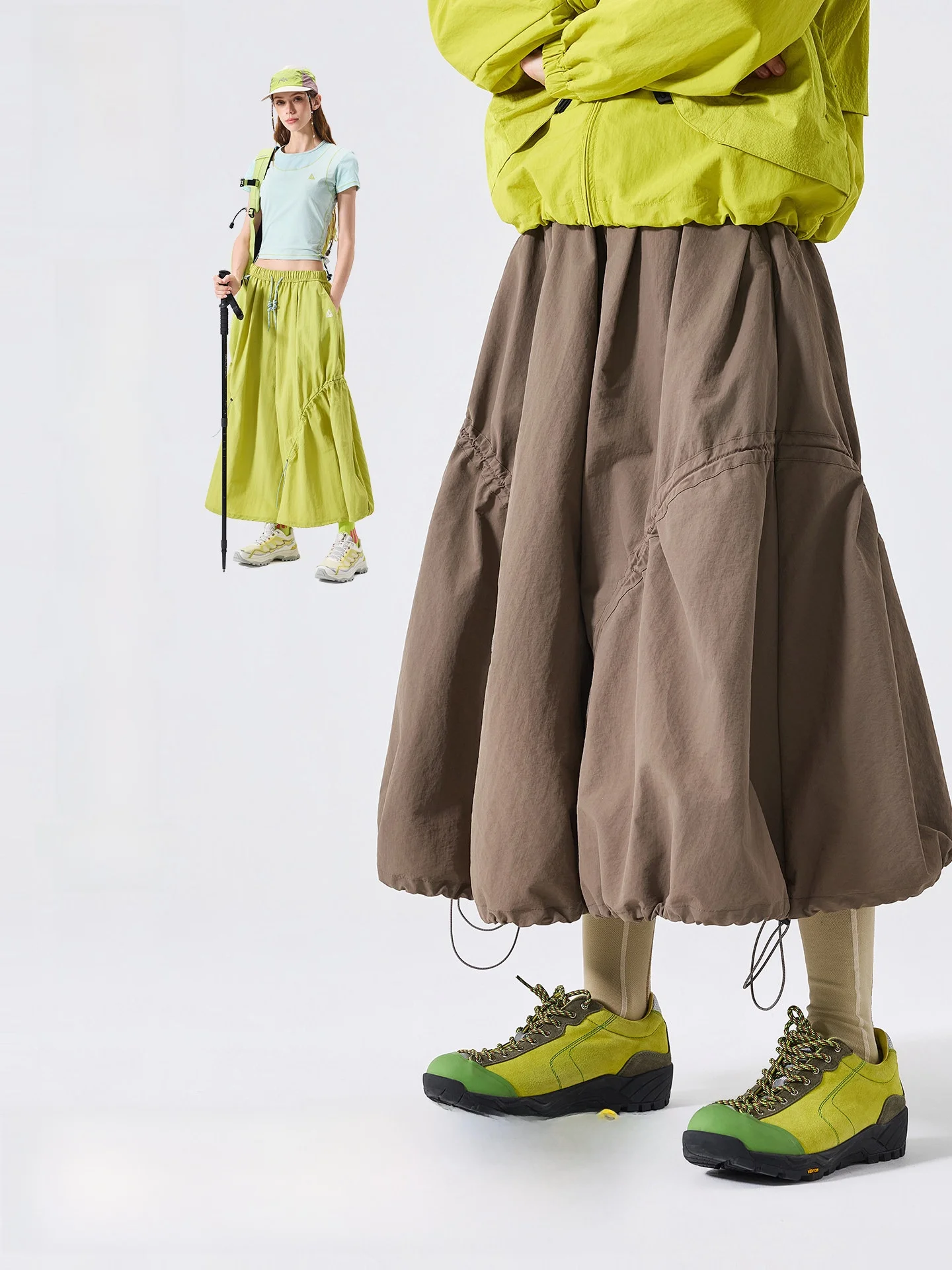 

LAZY DAY Outdoor Waterproof Folded Workwear Skirt for Women Spring Summer Vintage Slimming A-Line Skirt