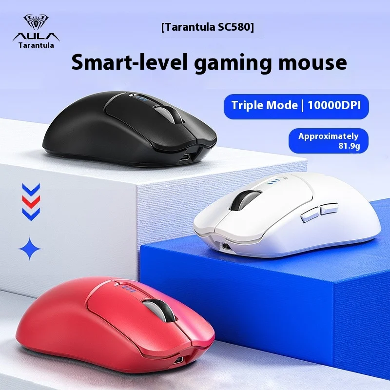 Aula Sc580 Wireless Gaming Mouse Bluetooth 2.4g Dual Mode Ergonomic Office Electronic Sports Gaming Mouse Pc Laptop Suitable