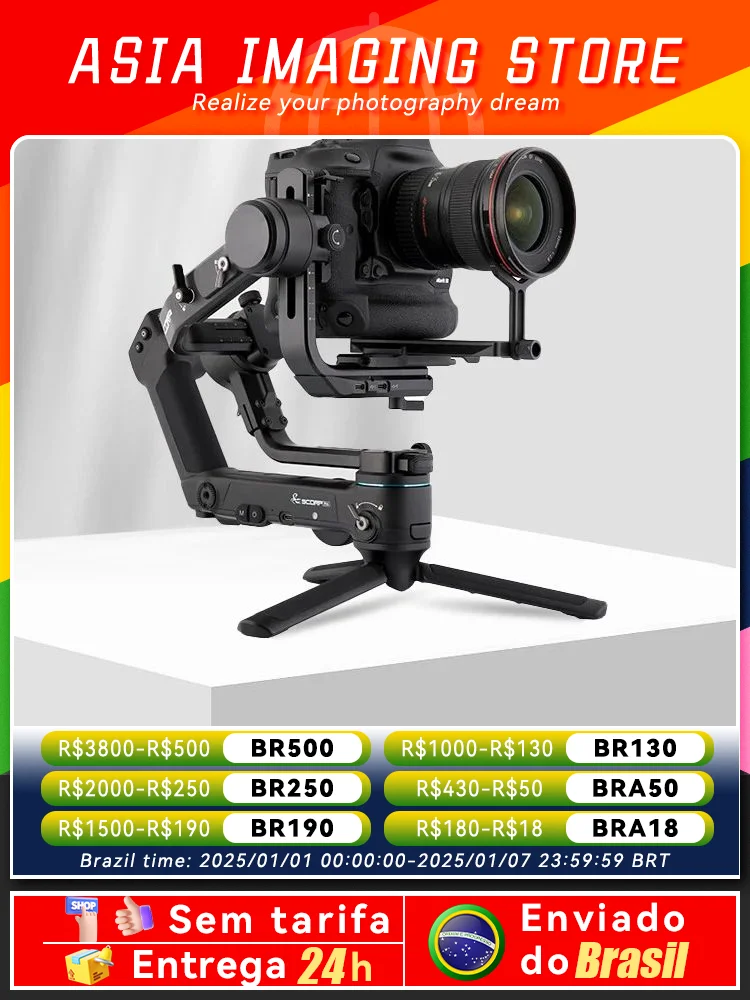 【 Do Brasil 】 FeiyuTech SCORP Pro Official 3-Axis Camera Gimbal Stabilizer for DSLR Mirrorless Sony ZVE10 Canon Nikon Fujifilm