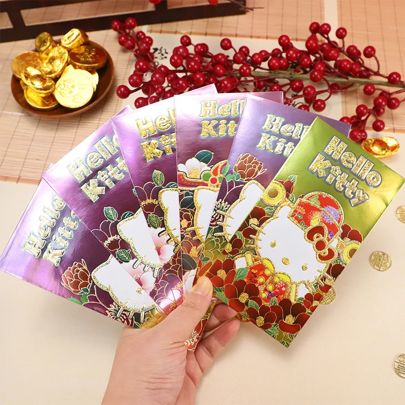 6Pcs Sanrio Cartoon Cute HelloKitty Red Envelope New Year Red Pocket Chinese New Year Red Envelopes Red Bag